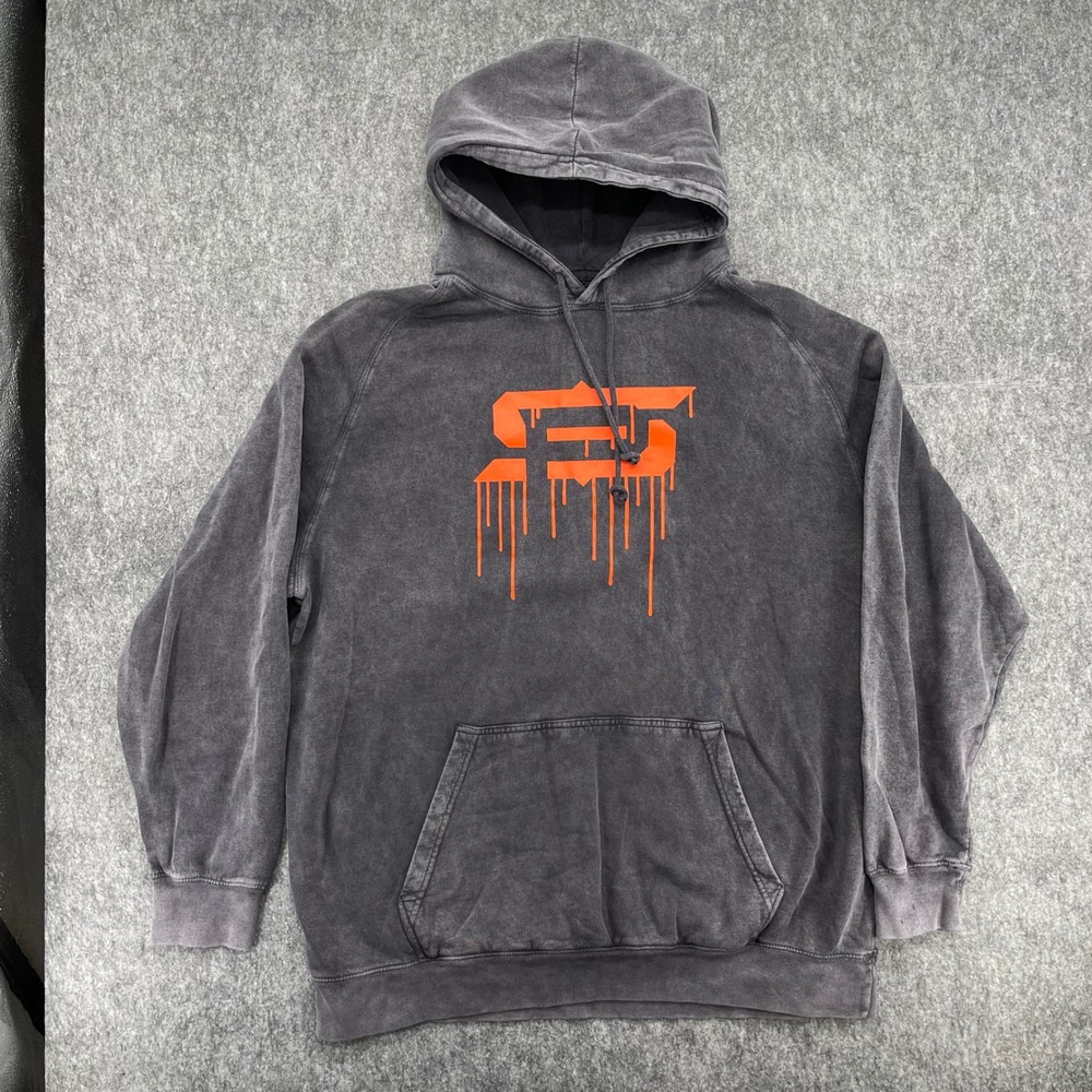 Bauer Hoodie Mens XL Hockey Orange Drip Graphic Pullover Sweatshirt